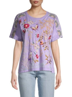 JOHNNY WAS OSAKA RAW SEAM DOLMAN TEE -Johnny Corral Shop 0400018690931 VIOLET A1