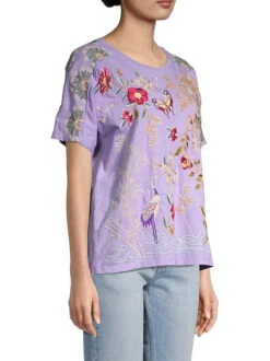 JOHNNY WAS OSAKA RAW SEAM DOLMAN TEE -Johnny Corral Shop 0400018690931 VIOLET A2