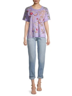 JOHNNY WAS OSAKA RAW SEAM DOLMAN TEE -Johnny Corral Shop 0400018690931 VIOLET ASTL
