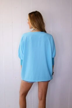 IVY JANE DOLMAN SLEEVE V-NECK RIB TOP- AQUA -Johnny Corral Shop 0D6A0100