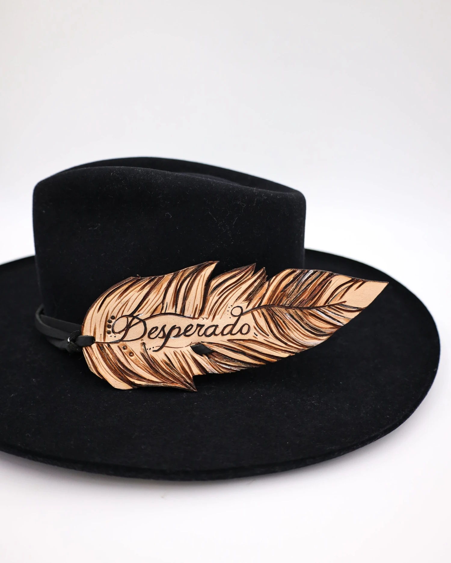 CASEY CURTIS DESPERADO LEATHER FEATHER HATBAND 3 CASEY CURTIS DESPERADO LEATHER FEATHER HATBAND - Image 3