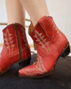 Corral Boots CIRCLE G BY CORRAL WOMEN'S RED EMBROIDERY ANKLE BOOT -Johnny Corral Shop 106 b0d03803 364d 43b7 b371 4061128453c2