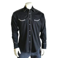 ROCKMOUNT RANCHWEAR SMILING POCKETS SHIRT -Johnny Corral Shop 6799 BLK FRONT 1024x1024 1
