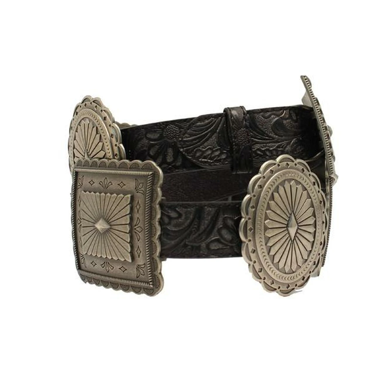 Western Belt Womens Floral Embossed Stones Oval Concho 2 Western Belt Womens Floral Embossed Stones Oval Concho - Image 2