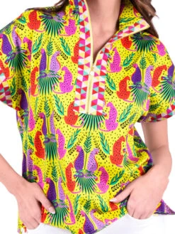 EMILY MCCARTHY PULLOVER PEEKABOO BLOUSE -Johnny Corral Shop EMCSU23 D1 PoppyPullover Peekaboo Detail1