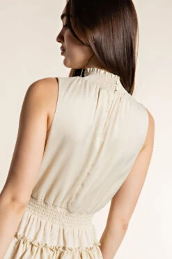 GLAM SLEEVELESS SMOCKING NECK DRESS -Johnny Corral Shop GD5769 r2