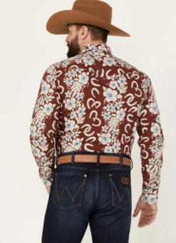 Roper Men's West Made Hawaiian Floral Print Long Sleeve Western Snap Shirt -Johnny Corral Shop HHHH