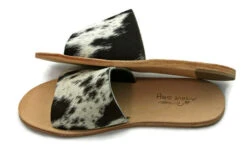 AGAVE SKY COWHIDE SLIDE SANDAL- SALT & PEPPER -Johnny Corral Shop Nadia Slides07 41010