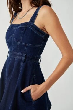 FREE PEOPLE MARGOT DENIM MINI SKIRT OVERALLS -Johnny Corral Shop OB1611969 4405 d