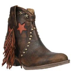 Corral Boots CIRCLE G BY CORRAL WOMEN'S STARS AND FRINGE BOOTIE -Johnny Corral Shop Q0181 2l