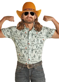 ROCK AND ROLL DENIM CONVERSATIONAL DALE SHORT SLEEVE SHIRT