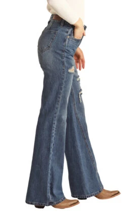 ROCK AND ROLL DENIM WOMEN'S HIGH RISE PALAZZO FLARE JEANS -Johnny Corral Shop RRWD8HR0GX Side 10811