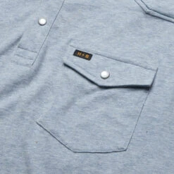 HOWLER MEN'S Ranchero Polo -Johnny Corral Shop S23 SS Shirts Ranchero Polo Vintage Blue Heather Detail