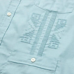HOWLER MEN'S Guayabera Shirt -Johnny Corral Shop S23 SS Shirts Guayabera Hemisphere Blue Detail 1
