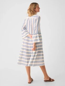 Faherty Dream Cotton Gauze Vida Midi Dress -Johnny Corral Shop SP23 faherty womens WDS2354 BBJ DREAM COTTON GAUZE VIDA MIDI DRESS BLUE BAJA back 1 2000x 46706d8a c010 4643 8c6d 33fa82c57234