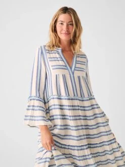 Faherty Dream Cotton Gauze Vida Midi Dress -Johnny Corral Shop SP23 faherty womens WDS2354 BBJ DREAM COTTON GAUZE VIDA MIDI DRESS BLUE BAJA crop 1 2000x b584a2ac 67f0 424c 9f63 352046732665