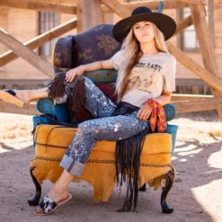 AGAVE SKY COWHIDE SLIDE SANDAL- SALT & PEPPER -Johnny Corral Shop Slide pic 52208