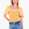 DEAR JOHN PEIGHTON PUFF SLEEVE TOP CREAMSICLE