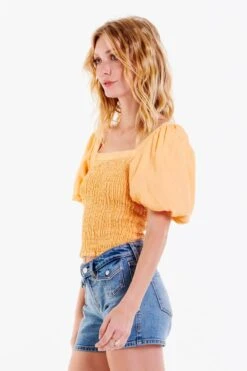 DEAR JOHN PEIGHTON PUFF SLEEVE TOP CREAMSICLE -Johnny Corral Shop TSH10013CSI SIDE 1800x1800 2940b367 7d37 4c40 9c38 b8cae447de95
