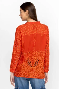 JOHNNY WAS ROCHELLE BUTTON UP BLOUSE -Johnny Corral Shop c10223 3 cherry tomato 4 1