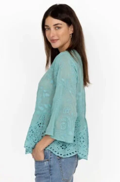 JOHNNY WAS INGRID REVEKA BLOUSE -Johnny Corral Shop c10423 2 marine blue 2