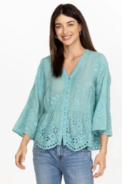 JOHNNY WAS INGRID REVEKA BLOUSE -Johnny Corral Shop c10423 2 marine blue 3
