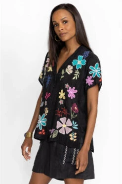 JOHNNY WAS KIKI APPLIQUE BLOUSE -Johnny Corral Shop c14323 4 blk 3