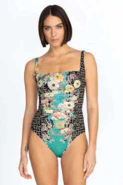 JOHNNY WAS MILA RUCHED ONE PIECE SWIMSUIT