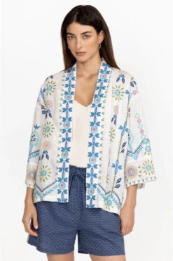 JOHNNY WAS ORIEL CROPPED LINEN KIMONO -Johnny Corral Shop j47923 2 white 2