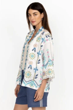 JOHNNY WAS ORIEL CROPPED LINEN KIMONO -Johnny Corral Shop j47923 2 white 3