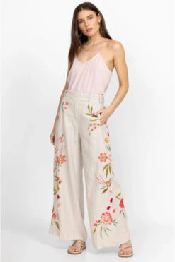 JOHNNY WAS JOYA WIDE LEG LINEN PANT -Johnny Corral Shop j66823 3 sand 3