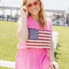 QUEEN OF SPARKLES AMERICAN FLAG SWEATER TANK