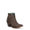 Corral Boots CORRAL WOMEN'S DISTRESSED CHOCOLATE FULL PYTHON BOOTIE SIDE ZIP J TOE